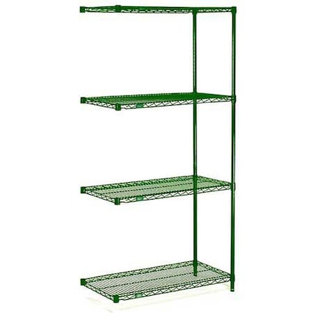 24W X 21D X 54H Wire Shelving Add-On, Green Epoxy Finish